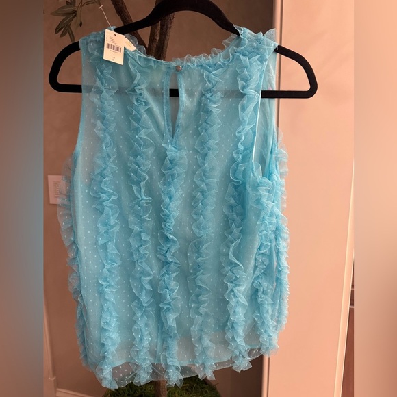Maeve Blue Ruffled Sleeveless Blouse - Picture 4 of 7